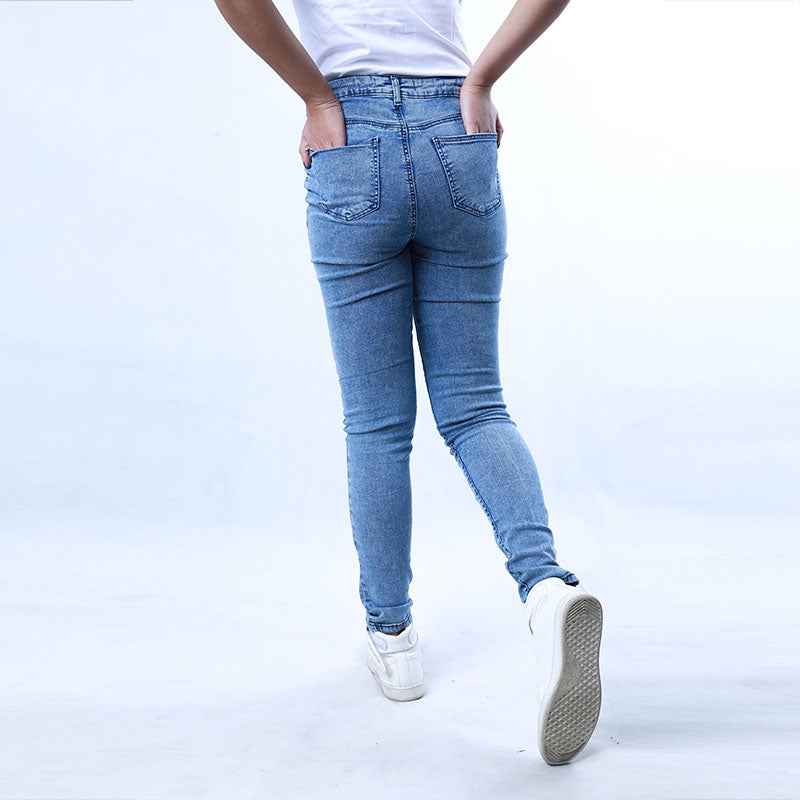 High Rise Jean Leggings (Blue-Light wash)