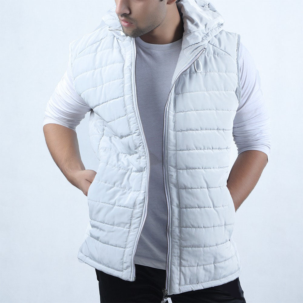 Sleeveless Puffer Jacket (White)