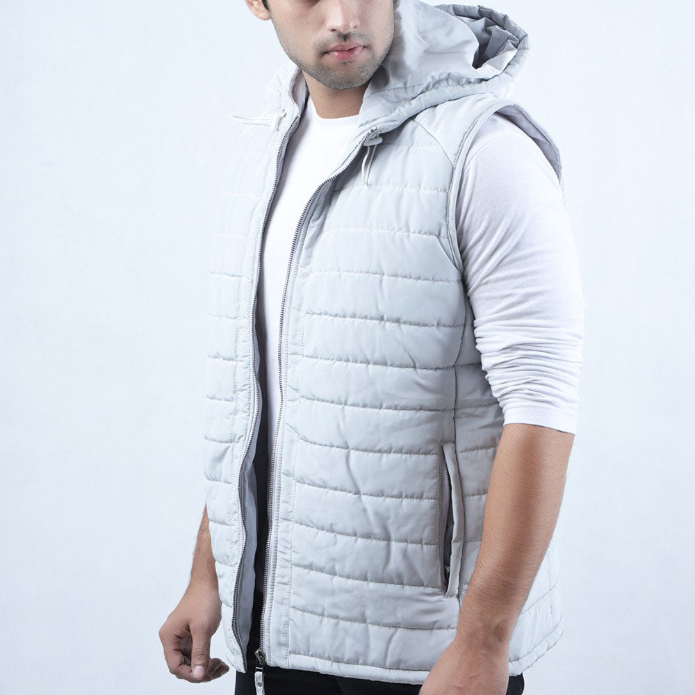 Sleeveless Puffer Jacket (White)